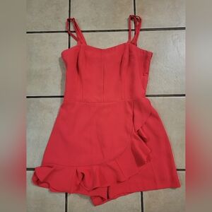 Amanda Uprichard Red Ruffle Jumpsuit